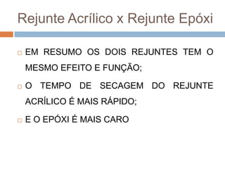 Rejunte Acrílico x Rejunte Epóxi


EM RESUMO OS DOIS REJUNTES TEM O
MESMO EFEITO E FUNÇÃO;



O TEMPO DE SECAGEM DO REJUNTE
ACRÍLICO É MAIS RÁPIDO;



E O EPÓXI É MAIS CARO

 
