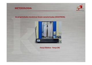 METODOLOGIA
As propriedades mecânicas foram caracterizadas (DIASTRON).

Força Elástica - Força (N)

 