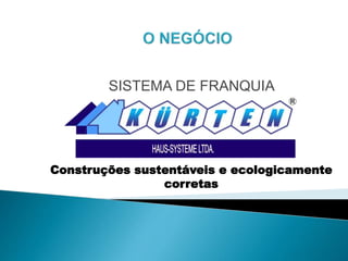 SISTEMA DE FRANQUIA
KÜRTEN HAUS-SYSTEME LTDA

Construções sustentáveis e ecologicamente
corretas

 