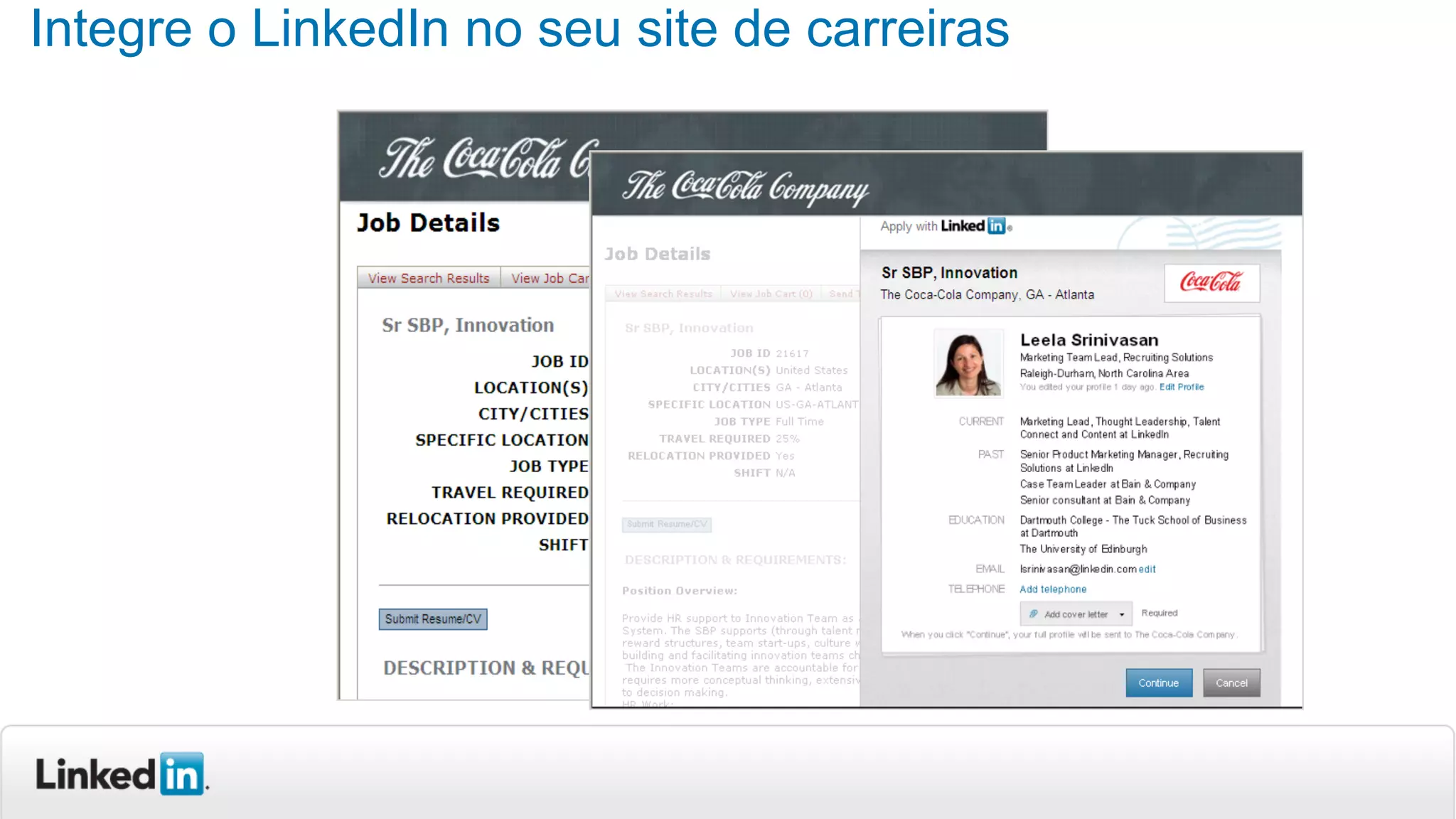 Integre o LinkedIn no seu site de carreiras
 