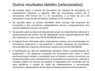 Outros resultados obtidos (selecionados)