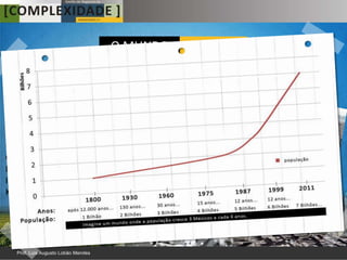 O MUNDO                 EM 2050
                     A primeira força global é a   [ Demografia]
Megacidades com 10 milhões de habitantes:
1950: Nova York e Tóquio (02)
2025: Tóquio, Mumbai, Nova Deli, Dhaka,
São Paulo, Cidade do México, Nova York,
Calcutá, Xangai, Karachi, Kinshasa, Lagos,
Cairo, Manila, Beijing, Buenos Aires,
Los Angeles, Rio de Janeiro, Jacarta,
Istanbul, Guangzhou, Osaka, Moscou,
Karachi, Xangai, Chennai, e Paris (27)
 
