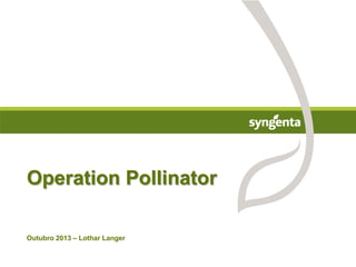 Operation Pollinator
Outubro 2013 – Lothar Langer

 