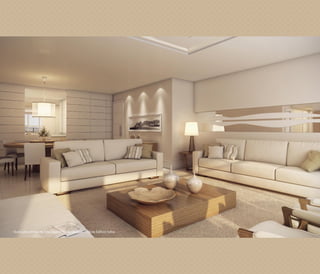 Ilustração artística da Sala Opção Flex da Unidade 1702 do Edifício Safira
 