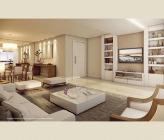 Ilustração artística do Living da Unidade 1704 do Edifício Ametista
 