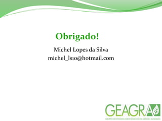 Obrigado!
Michel Lopes da Silva
michel_ls10@hotmail.com
 
