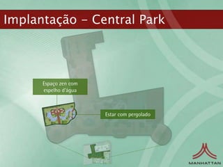 Implantação - Central Park



      Espaço zen com
      espelho d’água



                       Estar com pergolado
 