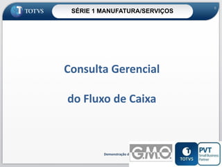 SÉRIE 1 MANUFATURA/SERVIÇOS

9

Consulta Gerencial
do Fluxo de Caixa

Demonstração de algumas telas do produto: tudo em poucos cliques
9

 