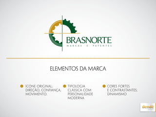 Elementos da marca
TIPOLOGIA
CLÁSSICA COM
PERSONALIDADE
MODERNA
ÍCONE ORIGINAL;
direção, conﬁança,
MOVIMENTO.
CORES FORTES
E CONTRASTANTES;
DINAMISMO
 