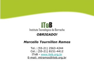 OBRIGADO! Marcello Tournillon Ramos Tel.: (55-21) 2563-4244 Cel.: (55-21) 8151-4412 ITeB -  www.iteb.org.br E-mail: mtramos@iteb.org.br 