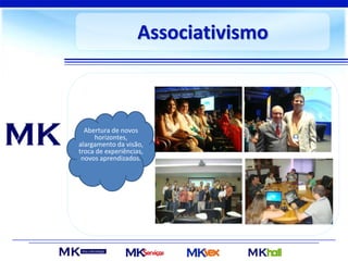 Associativismo
Abertura de novos
horizontes,
alargamento da visão,
troca de experiências,
novos aprendizados.
 