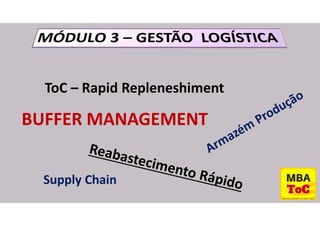 ToC – Rapid Repleneshiment
BUFFER MANAGEMENT
Supply Chain
 