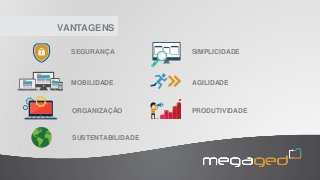 VANTAGENS
MOBILIDADE
SEGURANÇA
PRODUTIVIDADE
AGILIDADE
ORGANIZAÇÃO
SIMPLICIDADE
SUSTENTABILIDADE
 