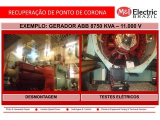 RECUPERAÇÃO DE PONTO DE CORONA
co2
EXEMPLO: GERADOR ABB 8750 KVA – 11.000 V
DESMONTAGEM TESTES ELÉTRICOS
 