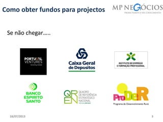 18/07/2013 3
Como obter fundos para projectos
Se não chegar…..
 