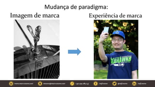 Mudança de paradigma:
Imagem de marca Experiência de marca
 