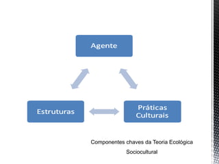 Componentes chaves da Teoria Ecológica
Sociocultural
 