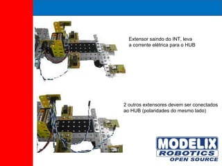 Extensor saindo do INT, leva a corrente elétrica para o HUB 2 outros extensores devem ser conectados ao HUB (polaridades do mesmo lado) 