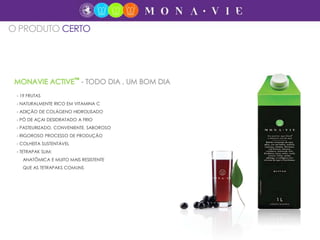 O PRODUTO CERTO
- 19 FRUTAS
- NATURALMENTE RICO EM VITAMINA C
- ADIÇÃO DE COLÁGENO HIDROLISADO
- PÓ DE AÇAI DESIDRATADO A FRIO
- PASTEURIZADO, CONVENIENTE, SABOROSO
- RIGOROSO PROCESSO DE PRODUÇÃO
- COLHEITA SUSTENTÁVEL
- TETRAPAK SLIM:
ANATÔMICA E MUITO MAIS RESISTENTE
QUE AS TETRAPAKS COMUNS
 