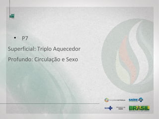 • P7
Superficial: Triplo Aquecedor
Profundo: Circulação e Sexo
 