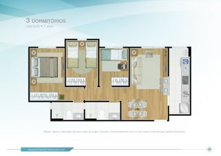 Barcelona Neoville. Pronto para você! 22
3 dormitórios
com suíte • 1 vaga
Móveis, objetos e decoração não fazem parte do projeto. Consulte o memorial descritivo e/ou um dos nossos corretores para maiores informações.
 