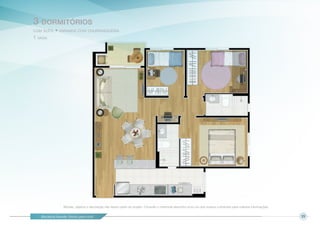 Barcelona Neoville. Pronto para você! 23
3 dormitórios
com suíte • varanda com churrasqueira
1 vaga
Móveis, objetos e decoração não fazem parte do projeto. Consulte o memorial descritivo e/ou um dos nossos corretores para maiores informações.
 