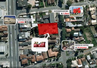SUPERMERCADO BIG
                             A 1,5km

SHOPPING PALLADIUM
A 2,5KM




                                        CENTRO DE CURITIBA
                                        A 15 minutos
 