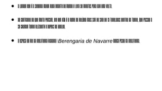 ● ALondonEyeéasegundamaiorrodagigantedomundoeleva30minutosparadarumavolta.
● Aocontrariodoquemuitopensam,BigBennãoéonomedorelógiomaissimdosinode13toneladasdentrodatorre,quepassoua
sechamarTorreElizabethIIdepoisdoJubileu.
● AesposadoReidaInglaterraRichardIBerengaria de NavarrenuncapisounaInglaterra.
 