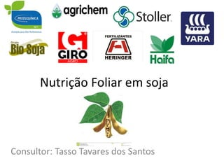 Nutrição Foliar em soja
Consultor: Tasso Tavares dos Santos
 