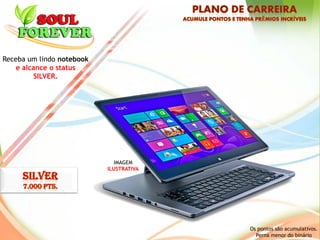 Receba um lindo notebook
e alcance o status
SILVER.
IMAGEM
ILUSTRATIVA
Os pontos são acumulativos.
Perna menor do binário
 