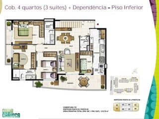 Cob. 4 quartos (3 suítes) + Dependência Piso Inferior
 