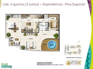Cob. 4 quartos (3 suítes) + Dependência - Piso Superior
 