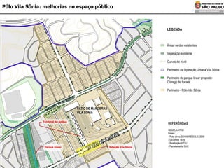 Pólo Vila Sônia: melhorias no espaço público Estação Vila Sônia Terminal de ônibus Parque linear 