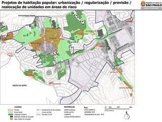 Projetos de habitação popular: urbanização / regularização / provisão / realocação de unidades em áreas de risco 