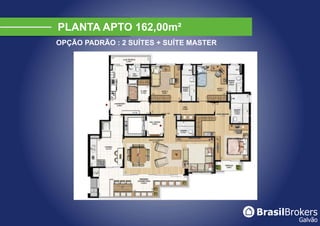 PLANTA APTO 162,00m²
OPÇÃO PADRÃO : 2 SUÍTES + SUÍTE MASTER
 
