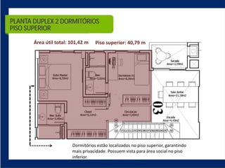 PLANTA DUPLEX 2 DORMITÓRIOS
PISO SUPERIOR
 