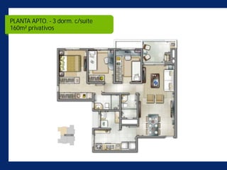 PLANTA APTO. - 3 dorm. c/suíte
160m² privativos
 
