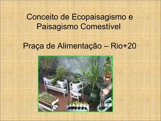 Conceito de Ecopaisagismo e
Paisagismo Comestível
Praça de Alimentação – Rio+20
 