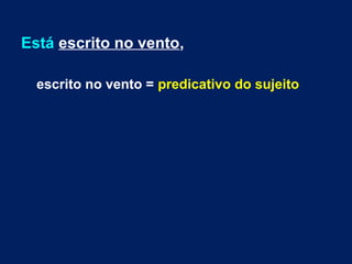 Está escrito no vento,
escrito no vento = predicativo do sujeito
 