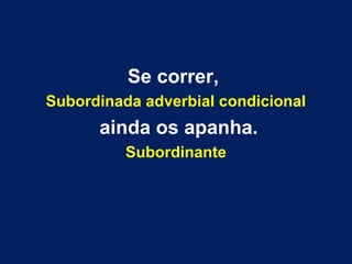Se correr,
Subordinada adverbial condicional

ainda os apanha.
Subordinante

 
