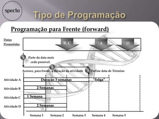  Horizonte de Planejamento


Prazo de efetivação
das decisões
Um período de replanejamento Horizonte
de informações úteis
Curto Longo
AMBIENTES DINÂMICOS
• LeadTimes Curtos
• Demanda Instável
• Processo Pouco Confiável
• Fornecedores pouco Confiáveis.
AMBIENTES ESTÁVEIS
 LeadTimes Longos
 Demanda Estável
 Processo Confiável
 Fornecedores Confiáveis.
Utilizado pela Specto
Com Reuniões diárias com a produção, e periódicas com a Diretoria.
PERÍODO DE PLANEJAMENTO
 