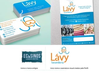 nome e marca antigos novo nome e assinatura visual criados pela Perfil
 