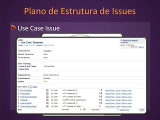 Use Case Issue
Plano de Estrutura de Issues
 