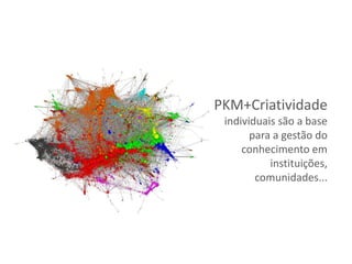 PKM+Criatividade
 individuais são a base
       para a gestão do
     conhecimento em
           instituições,
        comunidades...
 