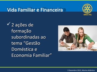 NRDC-PDLNRDC-PDL
2 Dezembro 2015, Marina Atlântico
 2 ações de2 ações de
formaçãoformação
subordinadas aosubordinadas ao
tema “Gestãotema “Gestão
Doméstica eDoméstica e
Economia Familiar”Economia Familiar”
 