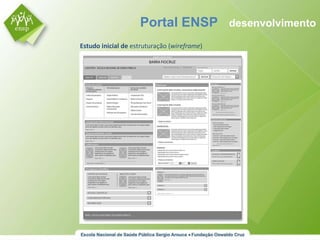 Estudo inicial de  estruturação ( wireframe ) Portal ENSP  desenvolvimento 