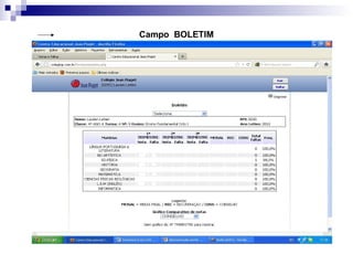 Campo BOLETIM
 