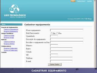 CADASTRAR  EQUIPAMENTO 