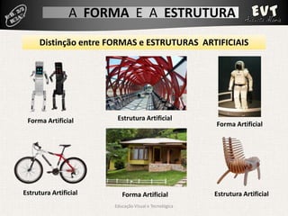 A FORMA E A ESTRUTURA
      Distinção entre FORMAS e ESTRUTURAS ARTIFICIAIS




 Forma Artificial       Estrutura Artifici...