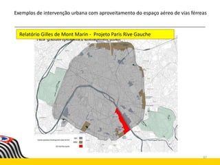 97
Relatório Gilles de Mont Marin - Projeto Paris Rive Gauche
Exemplos de intervenção urbana com aproveitamento do espaço aéreo de vias férreas
 
